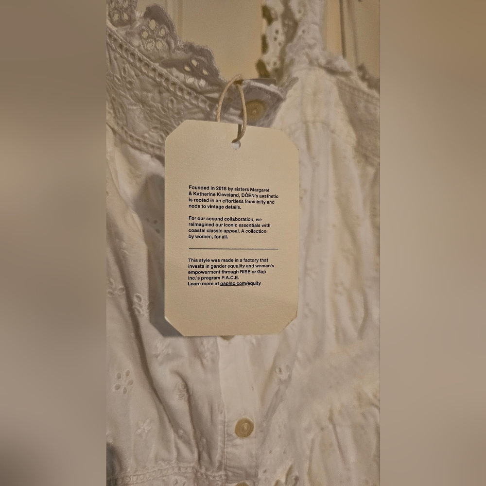 NWT Gap X Doen Eyelet Tiered Midi Dress in White, Size L - Picture 7 of 7